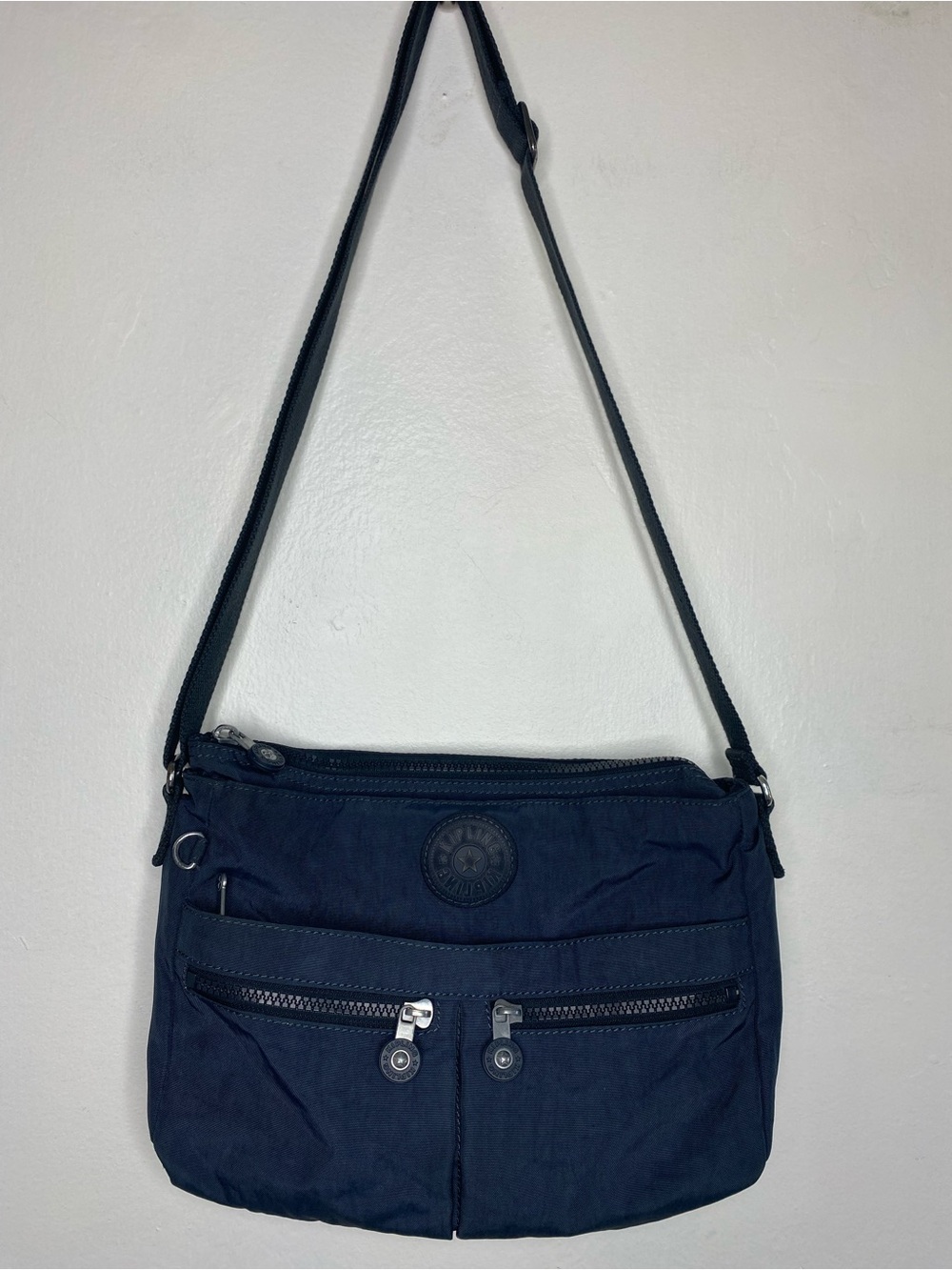 Kipling Angie Nylon Crossbody bag Blue gray Roomy lightweight - Picture 2 of 10